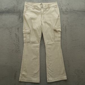 YMI Canvas Jeans Junior's Size 11/30 Light Beige Mid-Rise Cargo Boot 31" Inseam